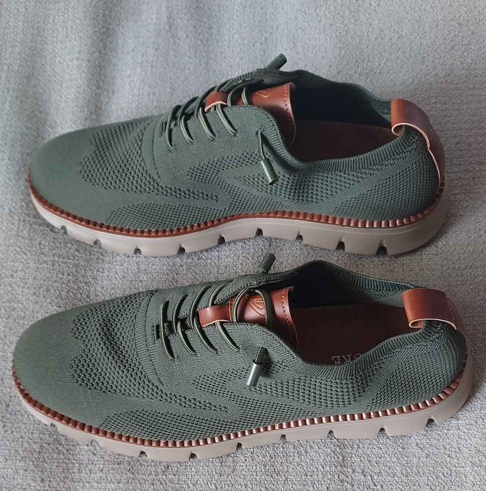 Leisure Green Breathable Lace-up Men's Shoes Sz-46/US 12-12.5